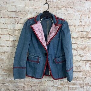 Vintage Marc Jacobs Denim Jacket w/ Velvet Trim Size 4